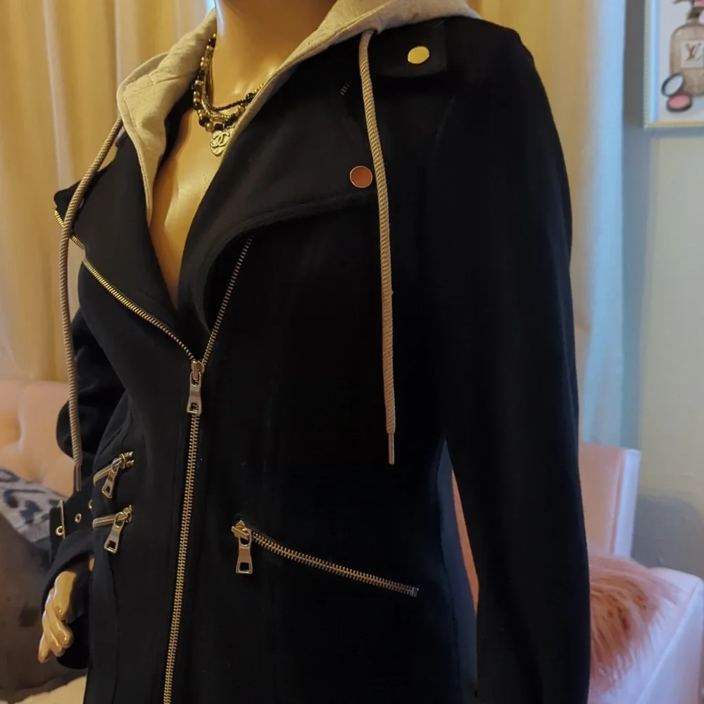INC Moto Jacket With Hoodie - Picture 4 of 9